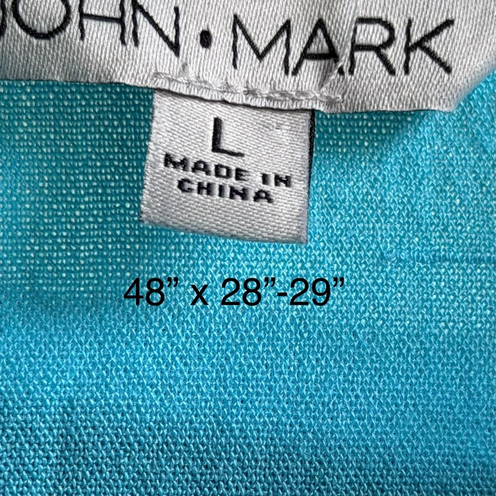 John Mark Turquoise Button-Down Shirt Triangular … - image 4